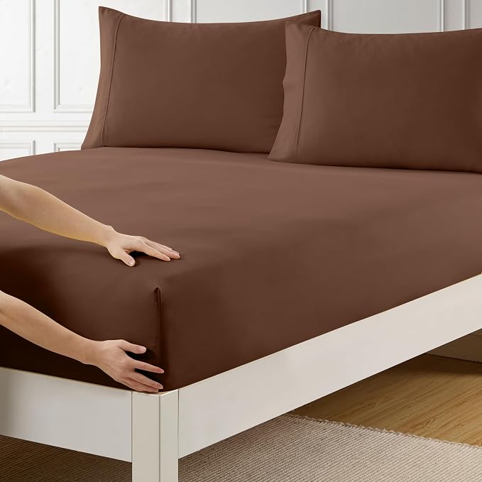Twin Fitted Sheet Only with Full Elastic & Built in Corner Sheet Straps to by SweetHomeCollection