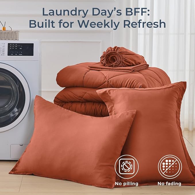 HEVUMYI Burnt Orange Twin-XL Comforter Set - Image 7
