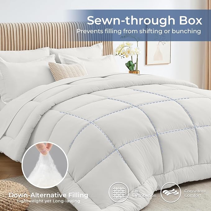 Sasttie Twin XL Comforter Set, 5 Pieces Twin XL Bed in a Bag, Complete Bedding - Image 3