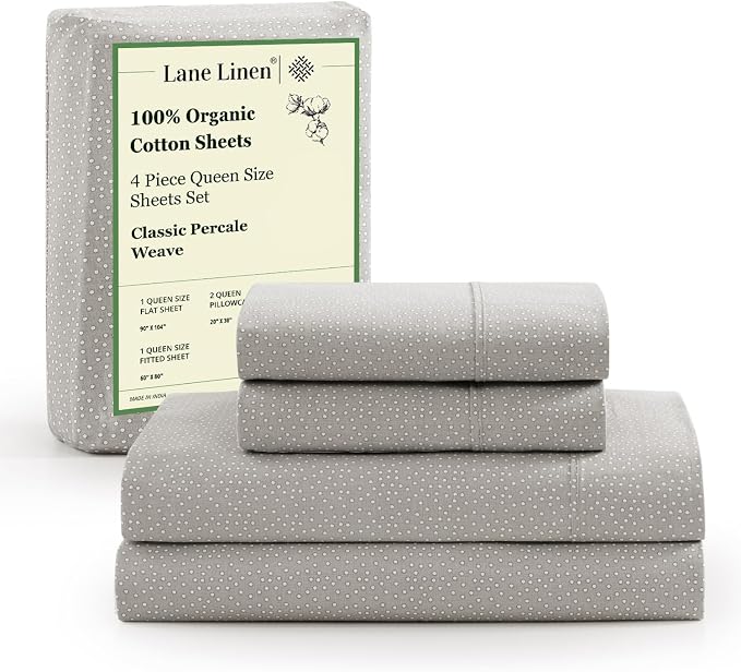 LANE LINEN 100% Organic Cotton Queen Sheets, Fade Resistant Printed Soft & by LaneLinen