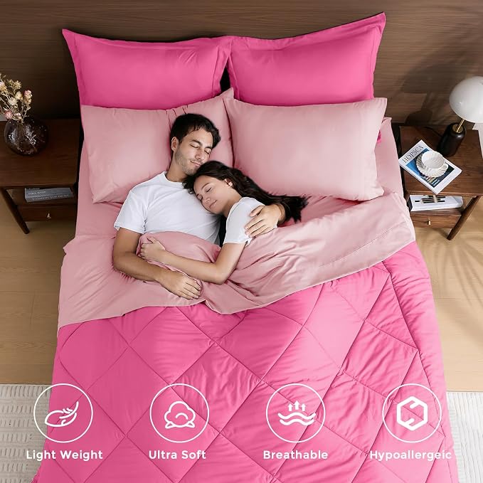 HEVUMYI Hot Pink & Baby Pink Twin-XL Comforter Set - Image 2