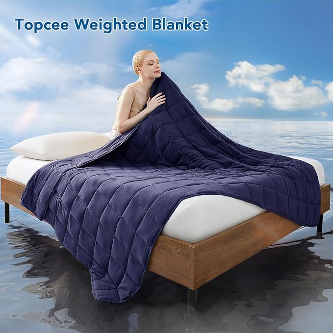Topcee Weighted Blanket Soft Cooling Heavy Blanket Sleeping, Apply to 190-210 - Image 2