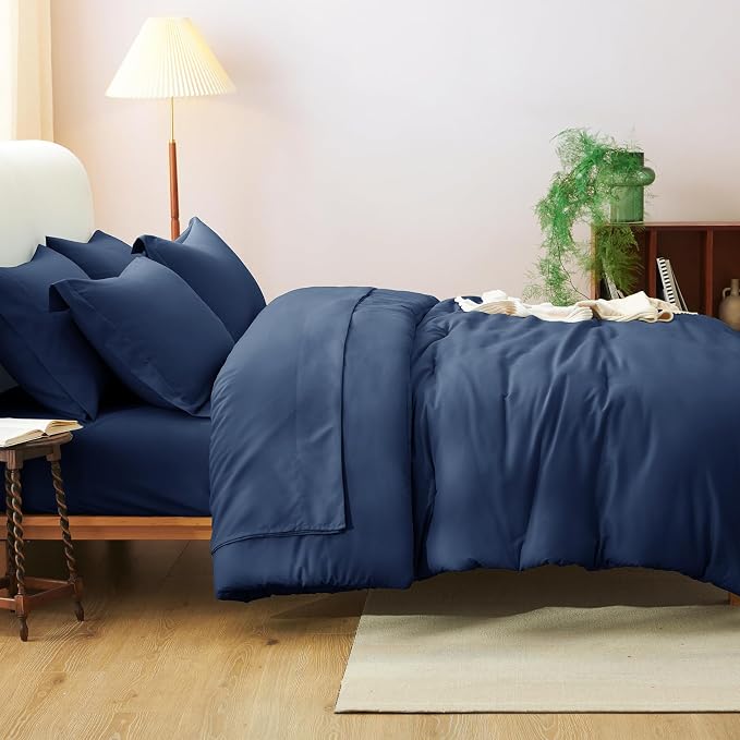 CozyLux King Size Comforter Set Navy Blue, 7 Pieces Bed in a Bag King Comforter - Image 8
