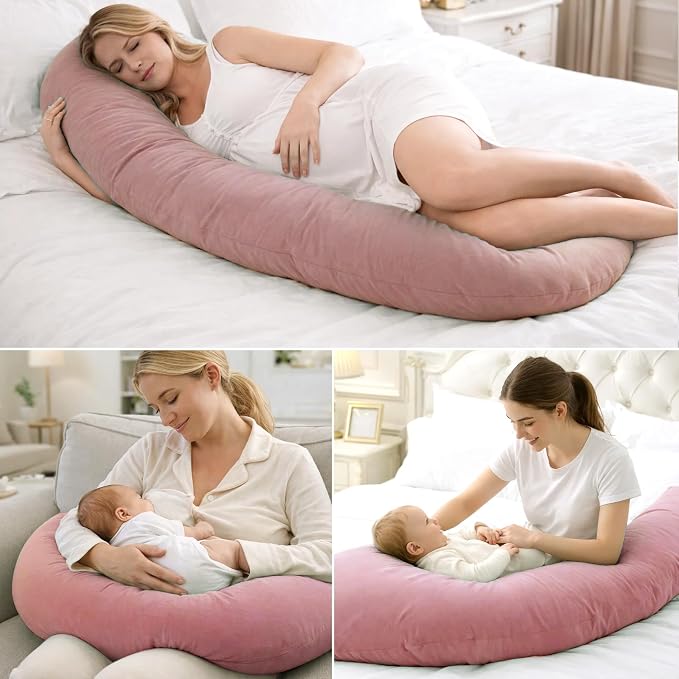 Pregnancy Pillow for Side Sleeping, 74 Inch C Shaped Long Body Pillow, Sleep - Image 7