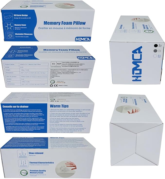 HOMCA Memory Foam Cervical Pillow, 2 in 1 Ergonomic Contour Orthopedic Pillow - Image 8