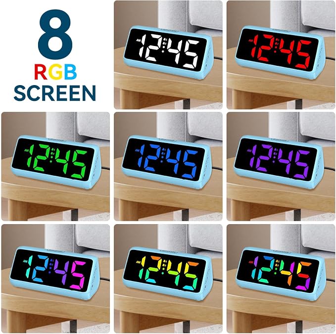 Netzu Loud Alarm Clock for Heavy Sleepers, RGB Alarm Clocks for Bedrooms - Image 2