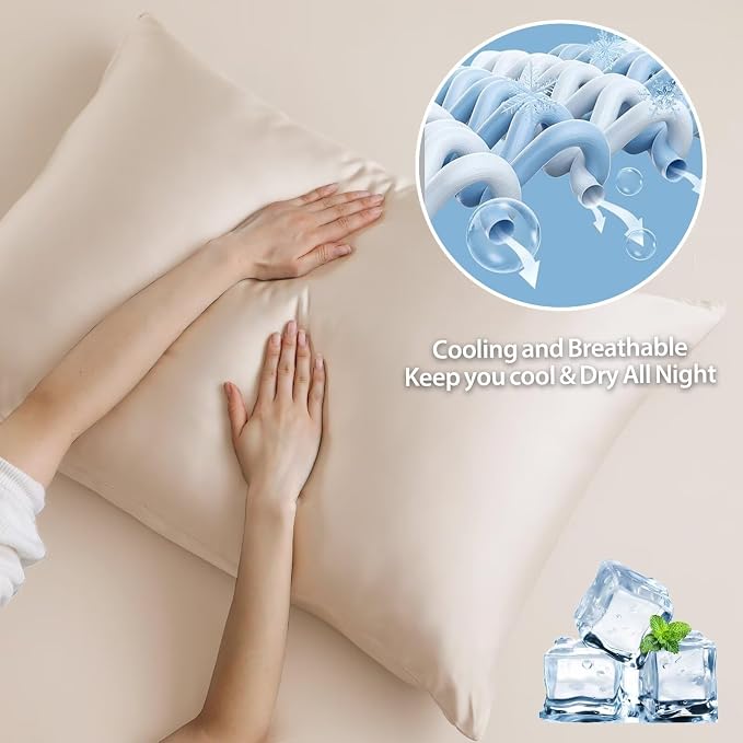 4 Pack Cooling Pillow Cases, Viscose Derived from Bamboo Pillow Protectors King - Image 4