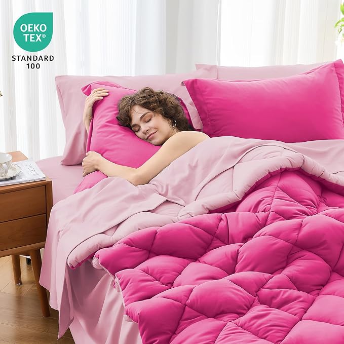 MUXHOMO 7 Pieces Oversized King Comforter Set, Reversible Bed in a Bag - Image 2