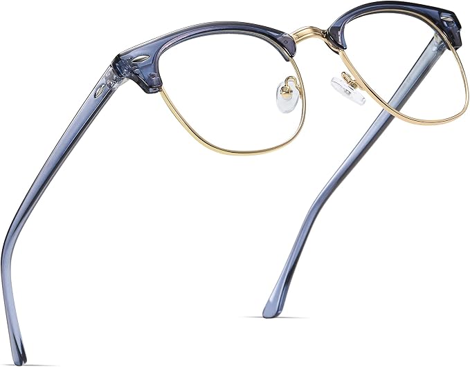 Blue Light Blocking Glasses Vintage Half Frame UV Clear Lens Anti Eyestrain by AOMASTE