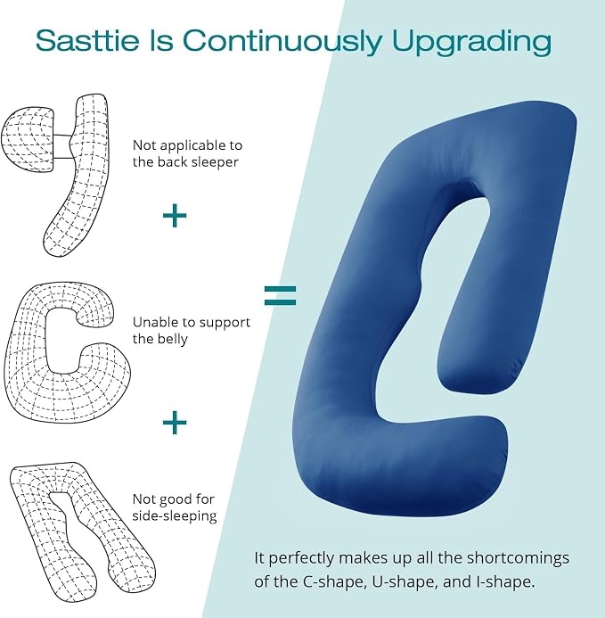 Sasttie Pregnancy Pillows for Sleeping, U Shaped Cooling Full Body Pillow - Image 4