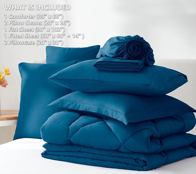 CozyLux Queen Comforter Set Teal - Image 6