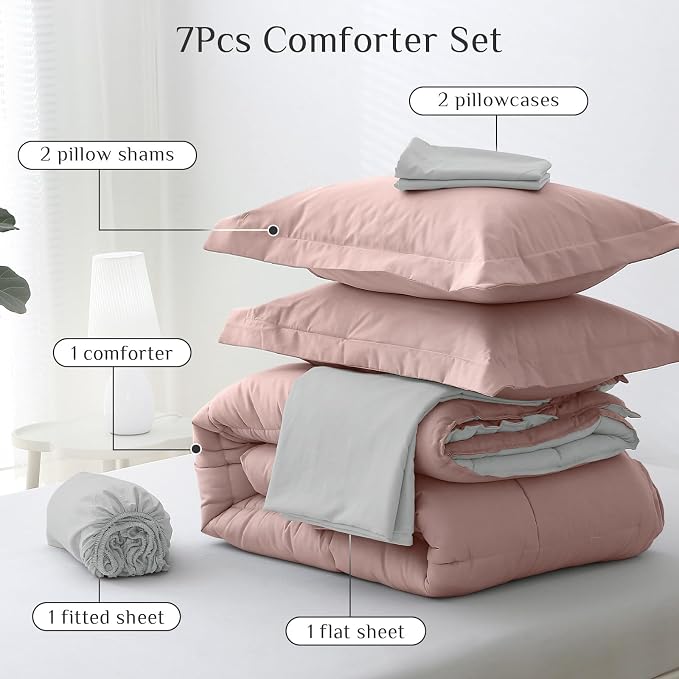 JOLLYVOGUE Queen Comforter Set, Ultra-Soft Bed in a Bag Queen Size 7 Pieces - Image 5