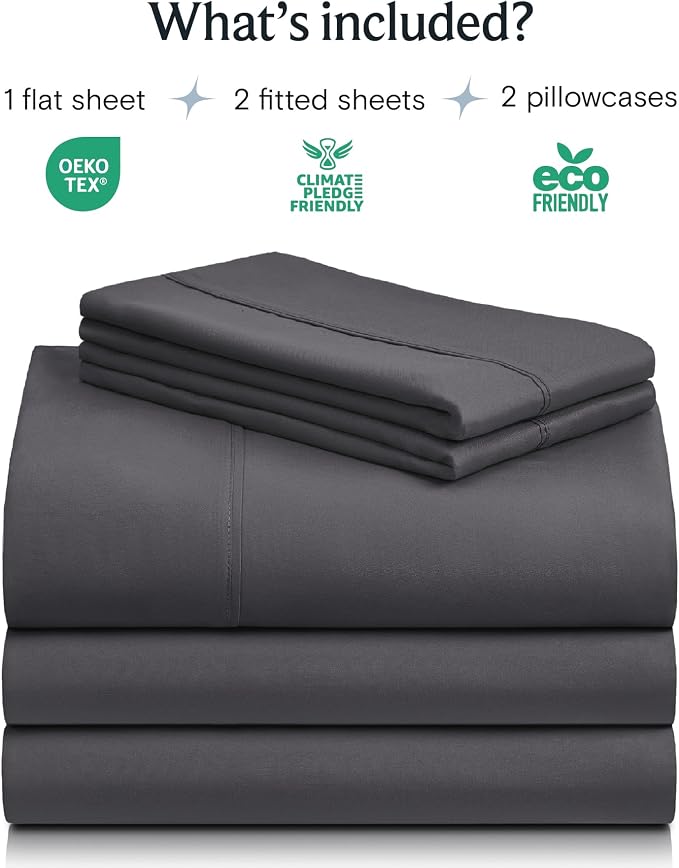 LuxClub 5 PC Split King Sheet Set Sheets Deep Pockets 18" Eco Friendly Wrinkle - Image 2