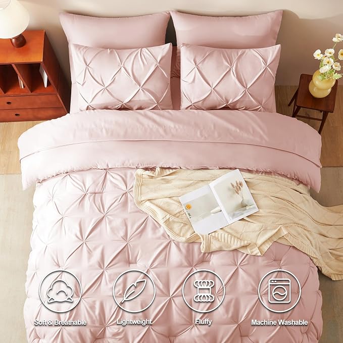 CozyLux Oversized Queen Comforter Sets Peach Pink, 7 Pieces Oversized Queen - Image 2