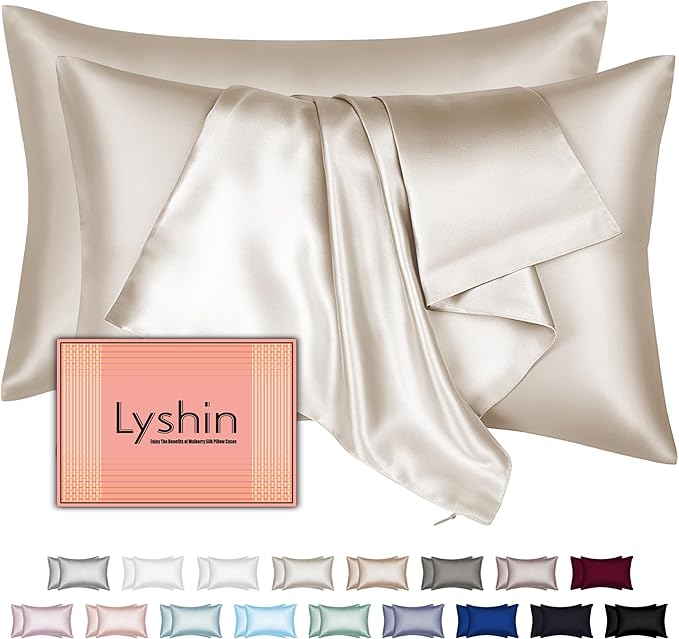 Silk Pillow Cases 2 Pack Queen Size by LYSHINSILKPILLOWCASES