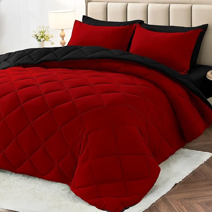MUXHOMO 7 Pieces King Comforter Set, Reversible Bed in a Bag King Size by MUXHOMO