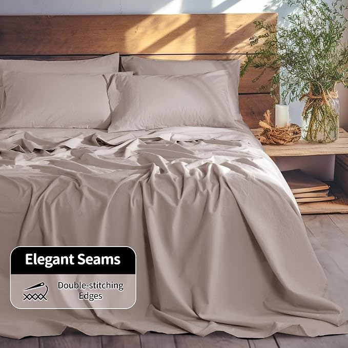 LBRO2M 100% Pure Linen Sheet Set Deep Pocket Up to 16" Bed Sheets Sets - Image 7