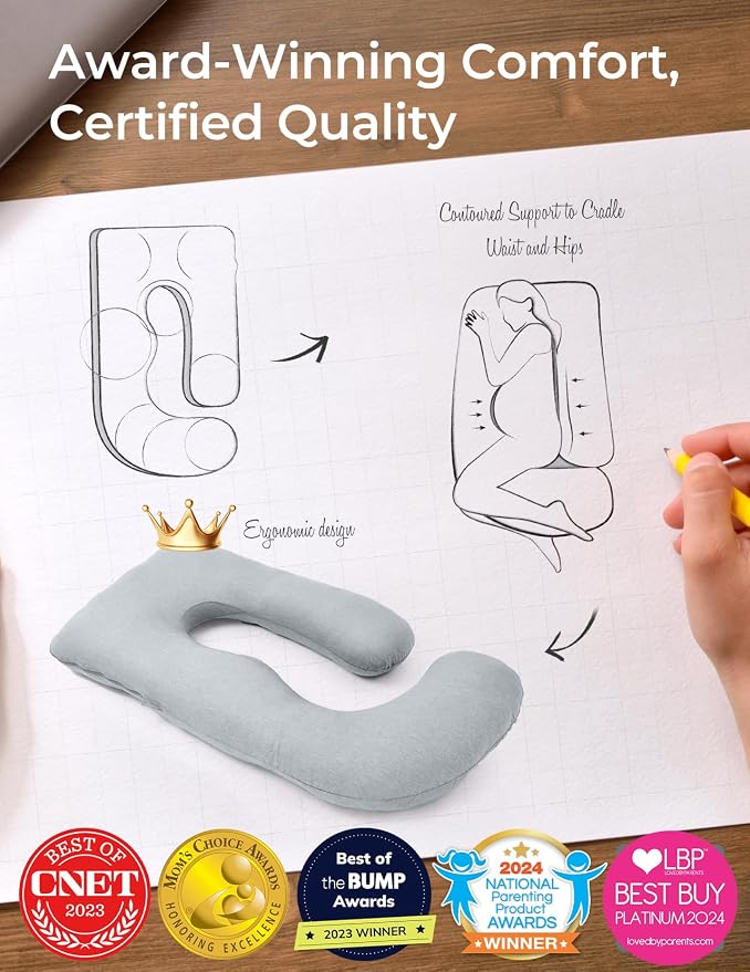 Momcozy Pregnancy Pillows with Cooling Cover, U-Shaped Full Body Maternity - Image 5
