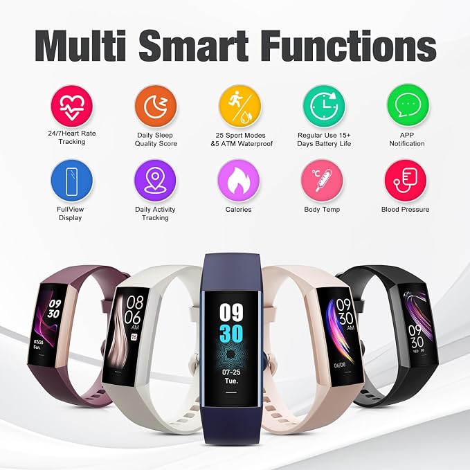 Zeacool Fitness Tracker with Heart Rate Blood Oxygen Blood Pressure Sleep - Image 2