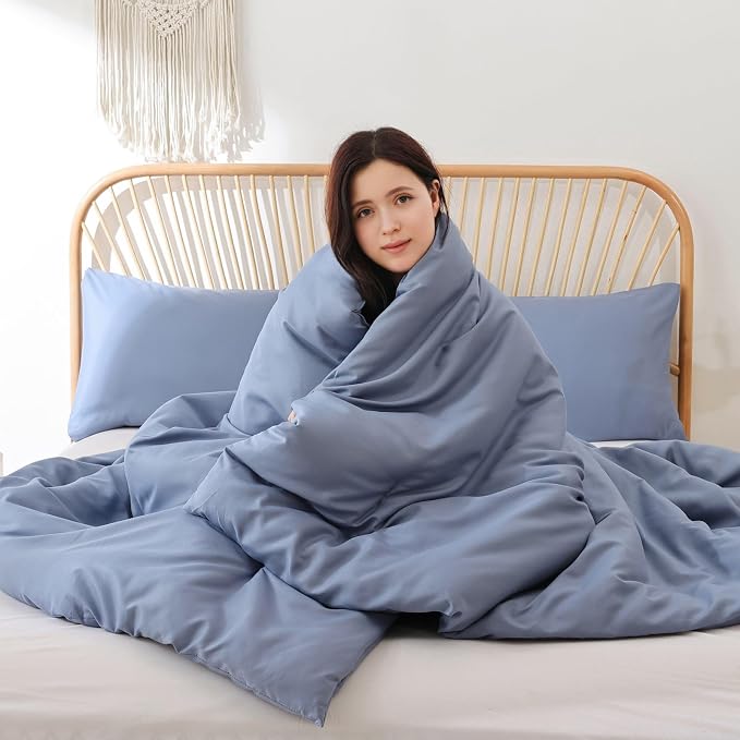ROSGONIA Queen Comforter Set Slate Blue - Image 2