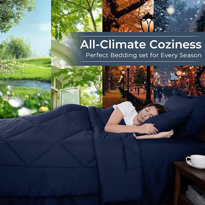 HEVUMYI Navy Blue King Comforter Set - Image 3