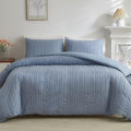 WARMDERN Blue Striped Duvet Cover Set, Boho Textured Tufted Bedding, 2 Piece by WARMDERN