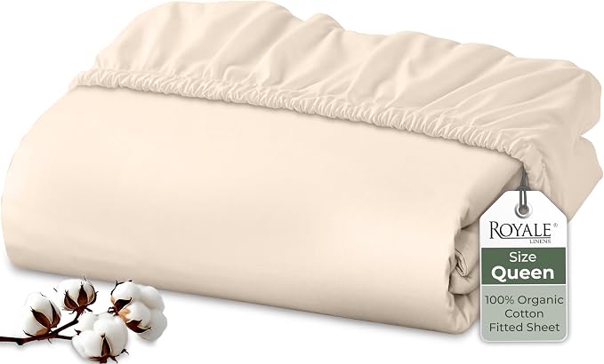 Royale Linens 100% Organic Cotton Fitted Sheet by ROYALELINENS