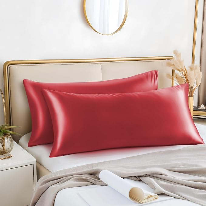 BEDELITE Satin Body Pillow Cover 2 Pack, Super Soft and Cooling Body Pillow - Image 2