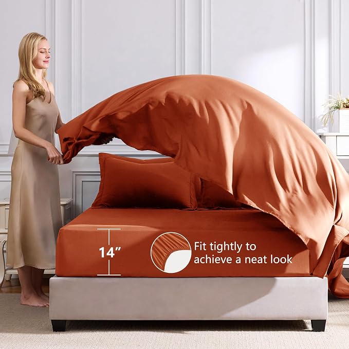 CozyLux King Size Comforter Set Burnt Orange - Image 5