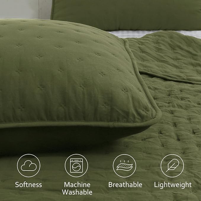 Olive Green Cloud King Size Quilt Bedding Sets - Image 4