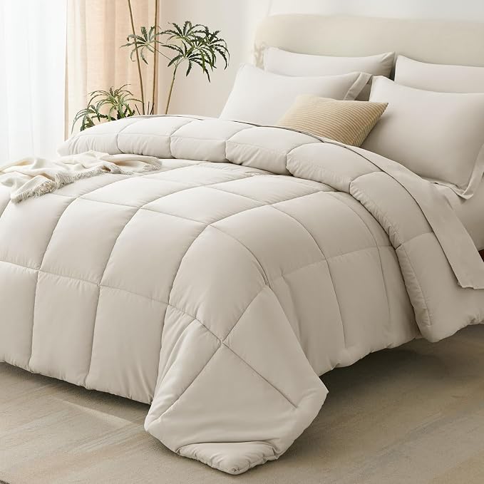 CozyLux Queen Comforter Set Beige by CozyLux