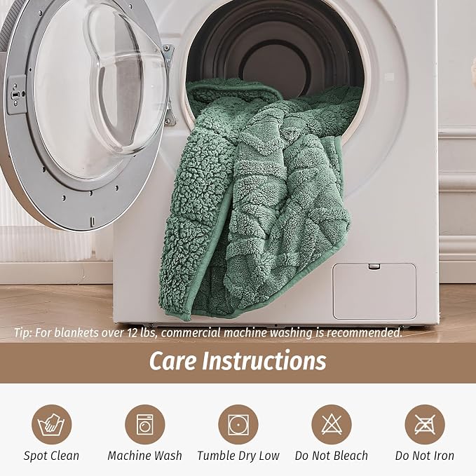 Wemore Jacquard Fleece Weighted Blanket Queen Size 60" x 80" 15lbs, Ultra Soft - Image 7