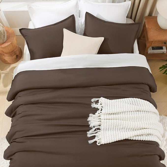 Litanika Chocolate Comforter Set Twin/Twin XL Size, 2 Pieces Solid Bedding - Image 8