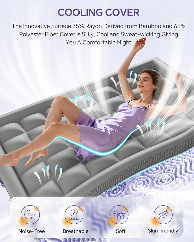 ChiXpace Dual Layer 4 Inch Memory Foam Mattress Topper Queen - Image 6