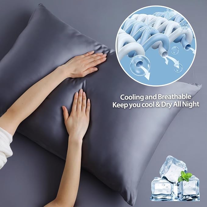 4 Pack Cooling Pillow Cases, Viscose Derived from Bamboo Pillow Protectors King - Image 4