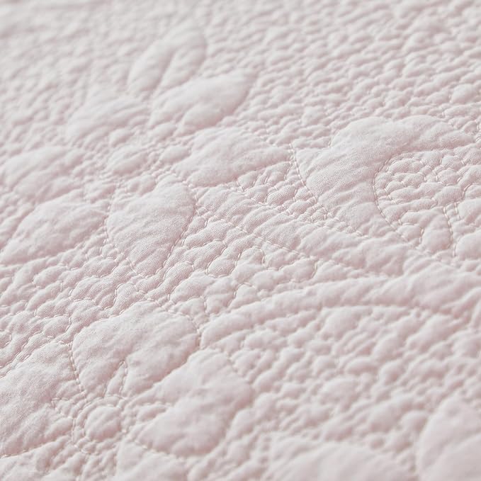 Brandream Light Pink Quilt Set King Size Cotton Shabby Chic Bedding Matelasse - Image 7