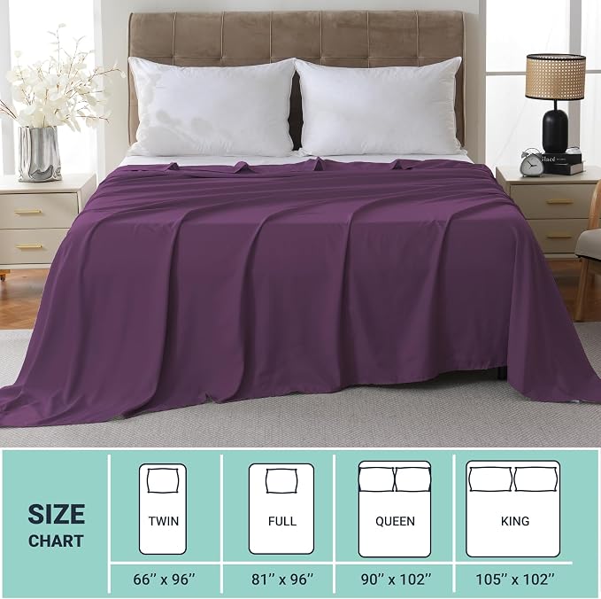 ZPECC Twin Flat Sheet Only 6 Pack, Durable Dark Purple Top Bed Sheets - Image 5