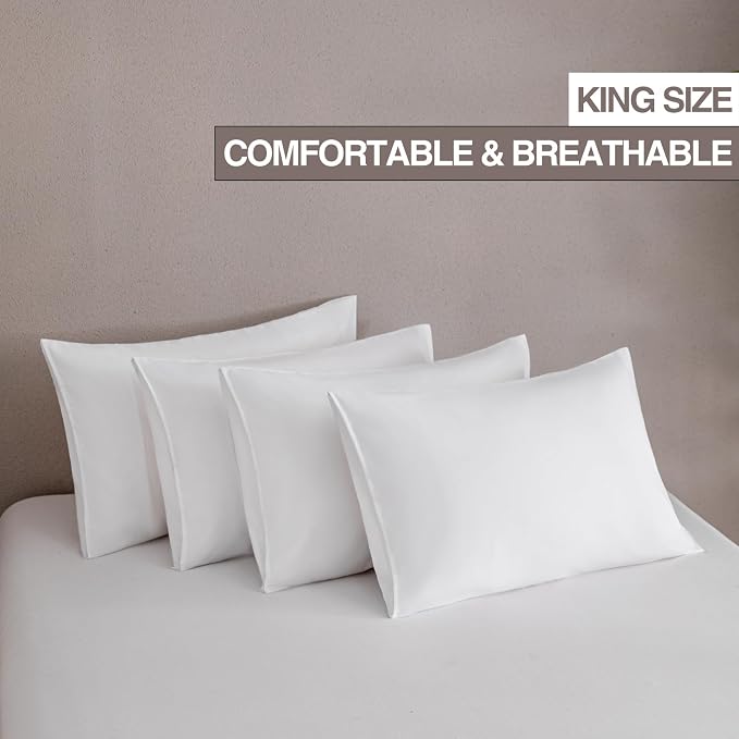 MINIPANDA White King Size Pillow Cases Set of 4 - Image 2
