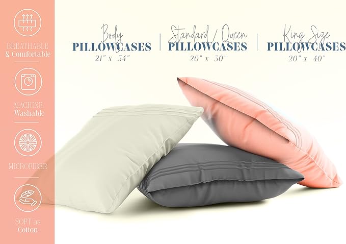 Elegant Comfort 6-PACK Solid Pillowcases 1500 Premium Hotel Quality Microfiber - Image 2