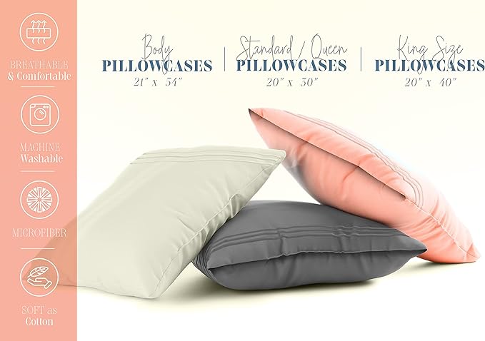 Elegant Comfort 6-PACK Solid Pillowcases 1500 Premium Hotel Quality Microfiber - Image 2
