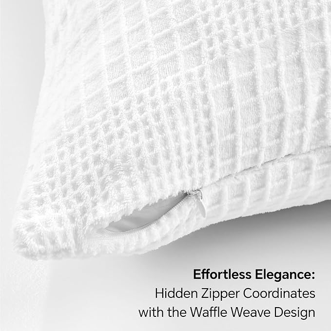 BEDELITE Flannel King Size Pillow Cases Set of 2, Decorative Waffle Weave - Image 6