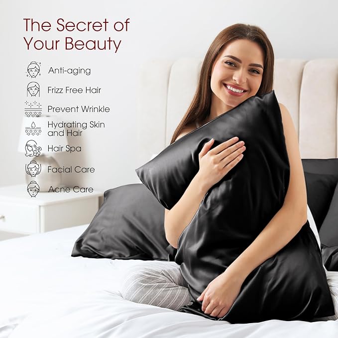 100% Silk Pillow Cases 2 Pack Queen Size Mulberry Silk Pillowcase - Image 4