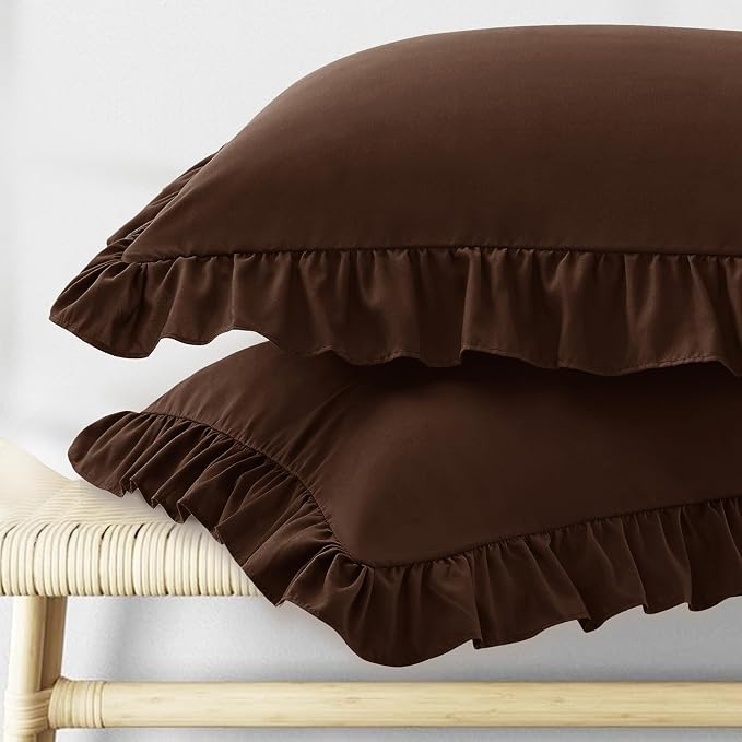 KKJIAF Ruffle Pillow Cases Standard Size Set of 2, Ruffled Pillow Covers by KKJIAF