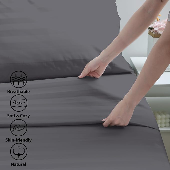 Cotton Full Flat Sheet Only, 600 Thread Count 100% Egyptian Cotton Top Sheet - Image 3