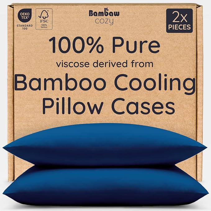 Bambaw 100% Viscose Derived from Bamboo Pillowcase King Size – Set of 2 Cooling by Bambaw