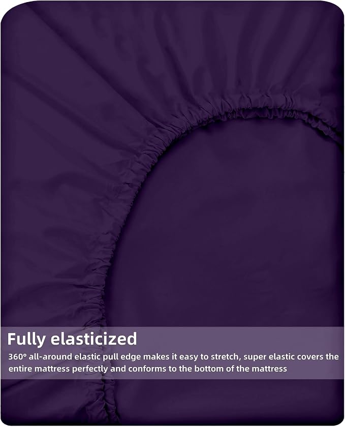 HBHLFZ Twin Fitted Sheet Only, Soft Breathable Bottom Sheet - Image 5