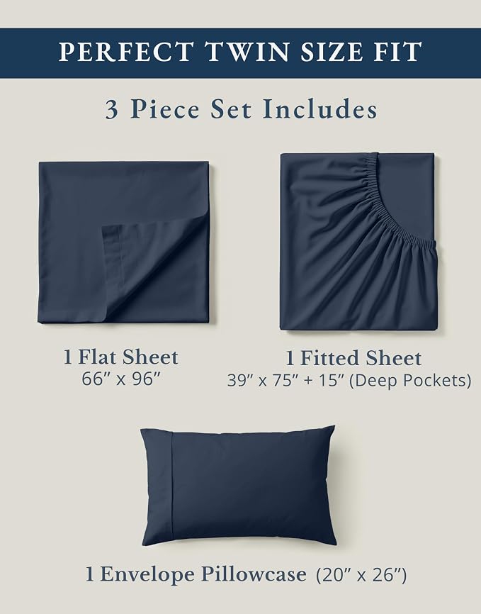 LANE LINEN 100% Organic Cotton Sheets Twin Size, Mercerized Cotton Fully - Image 4