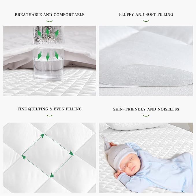 UNILIBRA Twin Mattress Pad Waterproof Rayon Made from Bamboo, Fitted Deep - Image 4