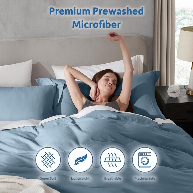 Nestl Stone Blue Duvet Cover Queen Size - Image 6