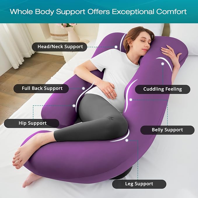 Sasttie Pregnancy Pillows for Sleeping, U Shaped Cooling Full Body Pillow - Image 2